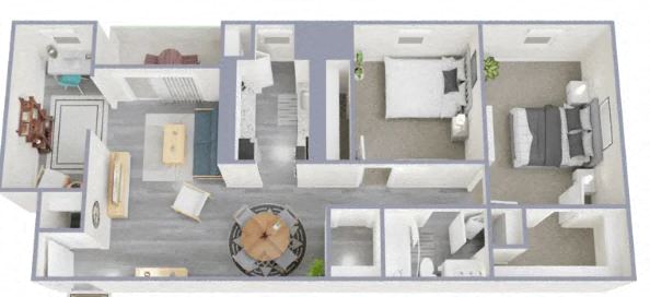 Floor plan for 2 beds, 1 bath, 1138 sqft